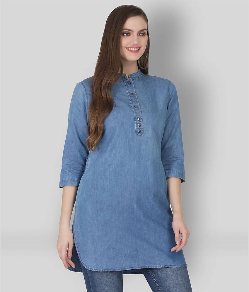 SAAKAA Women's Denim Regular Top ( Blue )