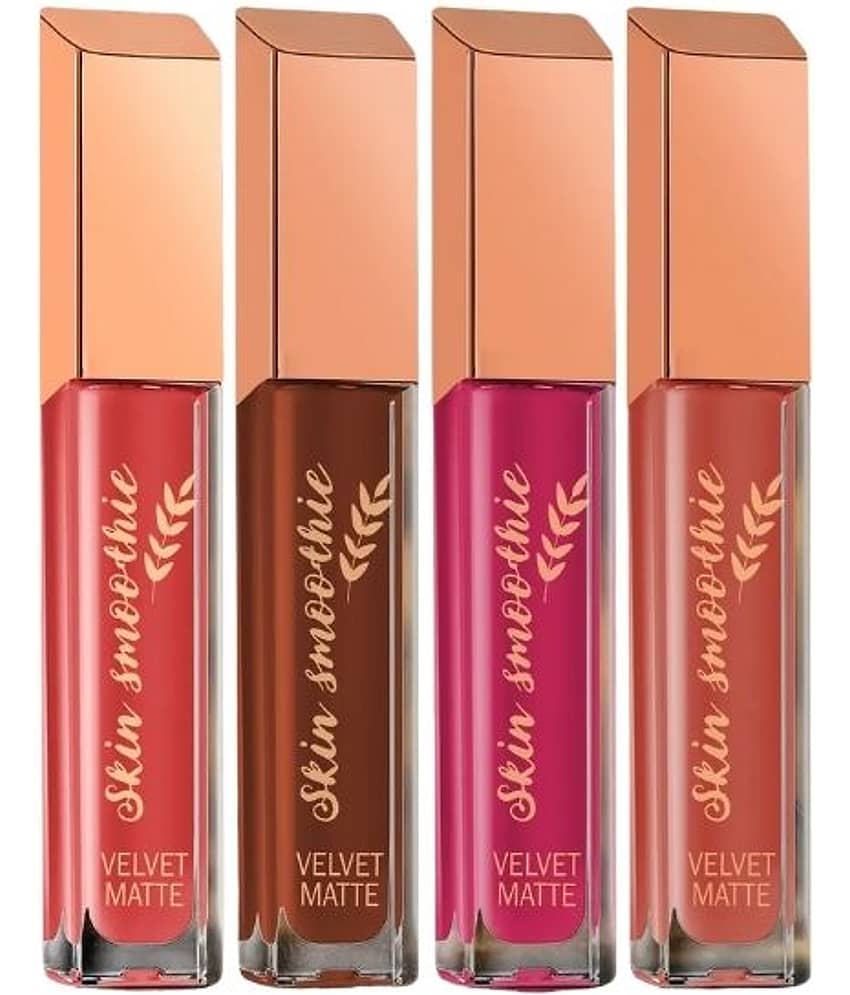 SKIN SMOOTHIE Liquid Matte Lipstick Nude Edition, Long Lasting & Smudge Proof, 1.5ml Each, (Pack of 4)