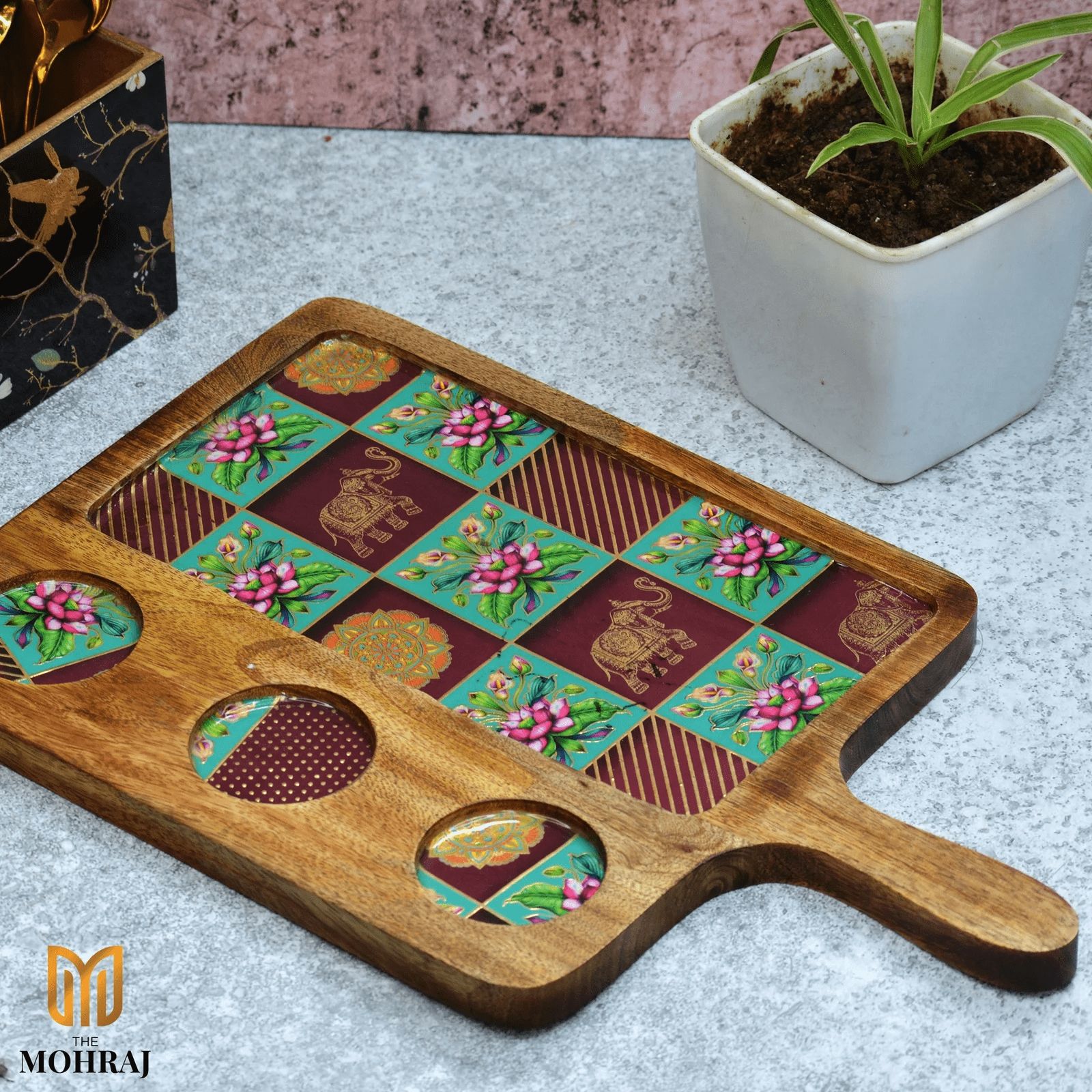 The Mohraj Rajasthani Mango Wood Serving Platter  