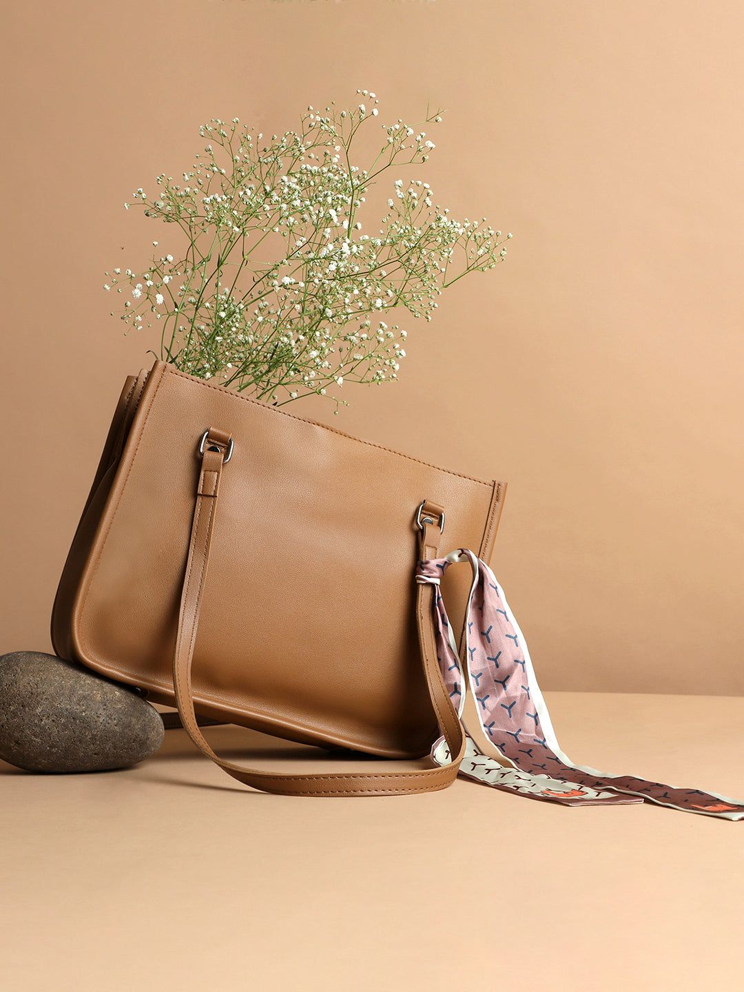 Tan Trendsetter Beige Handbag-Handheld Bag