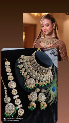Majestic Dark Green Kundan Jewelry Set – Premium Bridal Ensemble