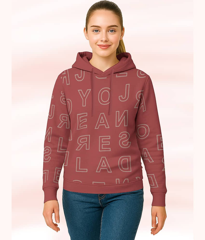 HELLCAT Women Cotton Blend Hooded Sweatshirt For ( Red )