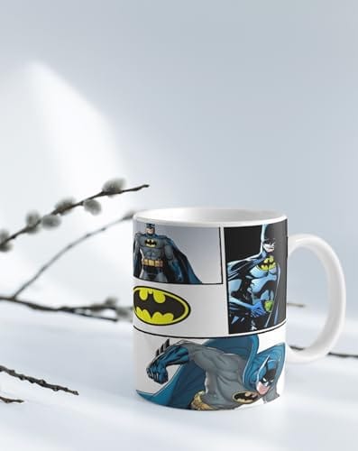 The Magical Gifts Batman Printed Mug 325ml Comic Theme Gift for Superhero Fans Kids Boys Men Coffee Tea Cup Featuring Iconic Batman Graphics and Bold Action Poses