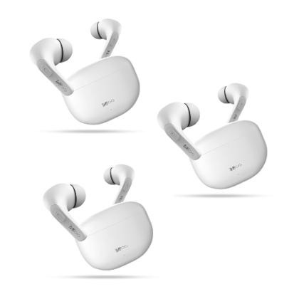 Walta Elite We-Dome TWS Earbuds with Mic, 4-Mic Design, IPx4 Rating, Fast Charging- White (Pack of 3)