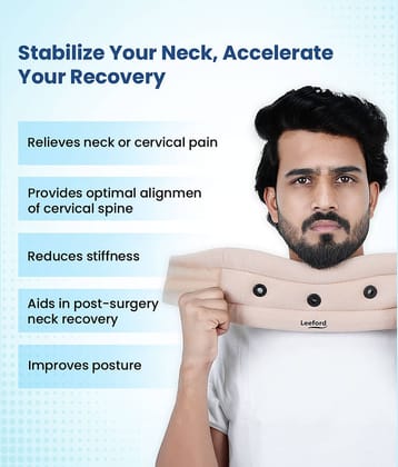 Leeford Cervical Collar - Ergonomic Neck Support for Pain Relief and comfort (S-Size)