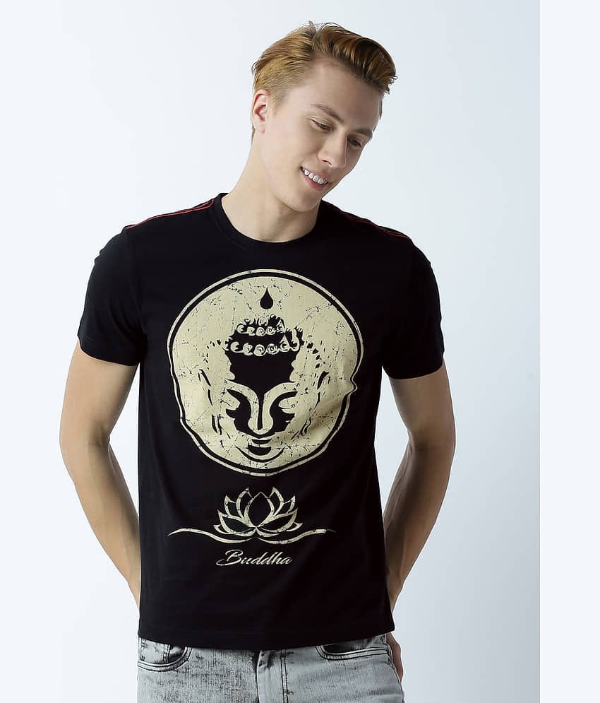 Huetrap Pack of 1 Cotton Regular Fit Men's T-Shirt ( Black )