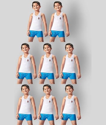 Dixcy Josh Fine Cotton White Sleeveless Vests for Kids/Boys - Pack of 8