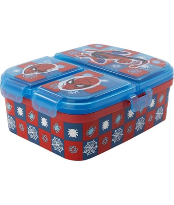 Gluman Red Disney Spiderman Partition Lunch Box for Kids with Snap Lock Closure - 500ml