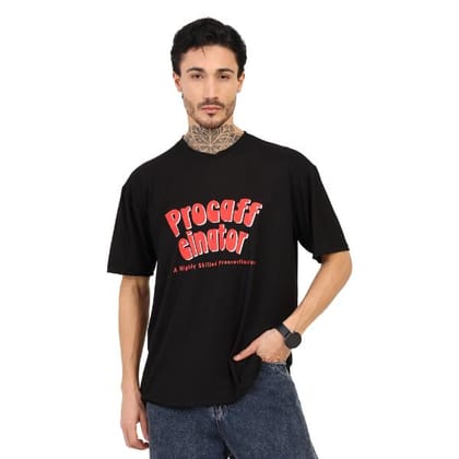 Procaff Design Men Oversized Bamboo T-Shirt Soft, Breathable & Sustainable Fit-M (Black)