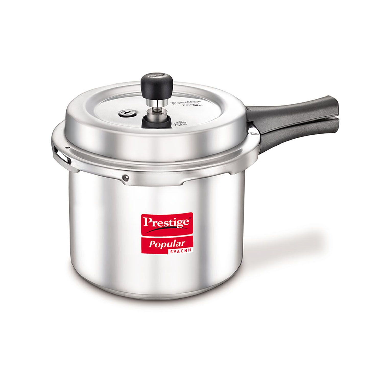 Prestige Popular Svachh Virgin Aluminium Gas and Induction Compatible Pressure Cooker, 2 L (Silver)