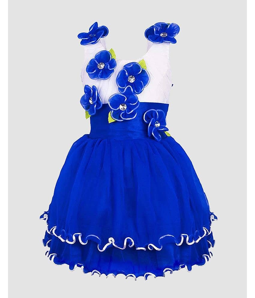 9stiches - Blue Net Baby Girl Frock ( Pack of 1 )