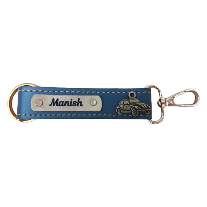 Personalised PU Leather Keychain with Metal Ring
