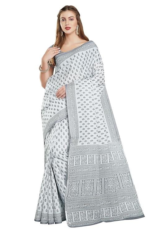 Women' Cotton Printed Saree Without Blouse Piece