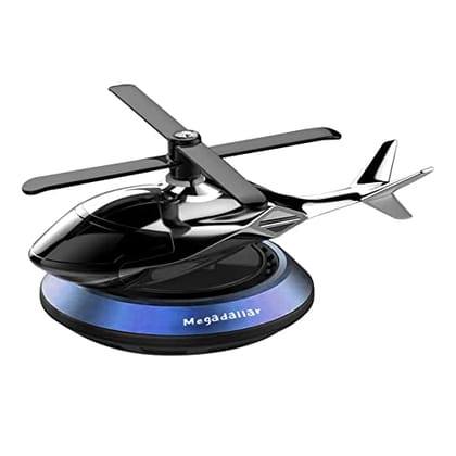Megadallar Solar Powered Helicopter for Car Accessories for Dashboard with Aroma Diffuser for Interior Dashboard Helicopter Solar Car Accessories (Blue)