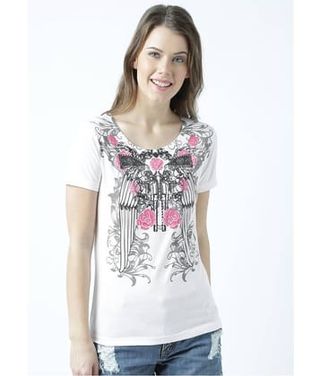 Huetrap Women Cotton Regular Fit Round Neck T-Shirt ( White )