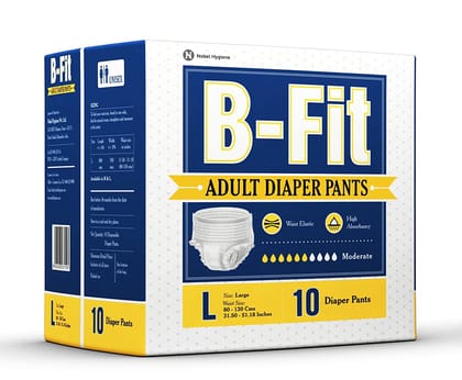 B-Fit Diapers Adult Diaper Pull Up Pants, Large, 30-56 inches, 10 Diapers - Pack of 4