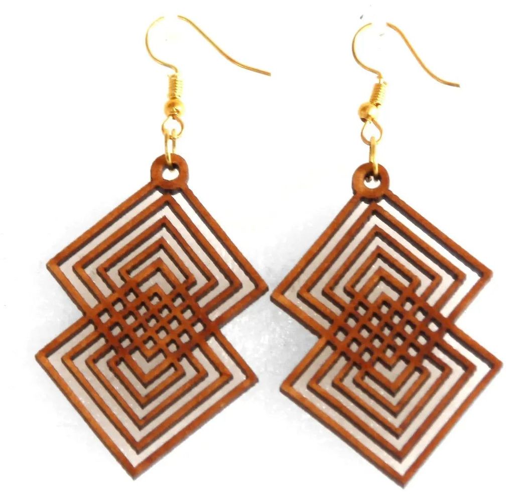Geometric Wooden Earrings - Lightweight and Stylish