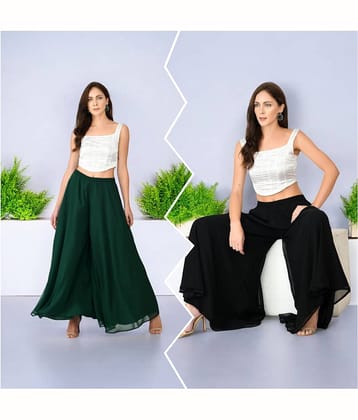 YASHASVI ENTERPRISE - Black Georgette Women's Palazzo ( Pack of 2 )