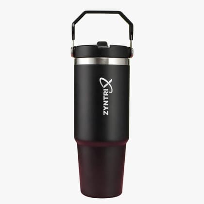 Zyntrix Insulated Stainless Steel Travel Mug (3-in-1 Lid with Handle) - Black
