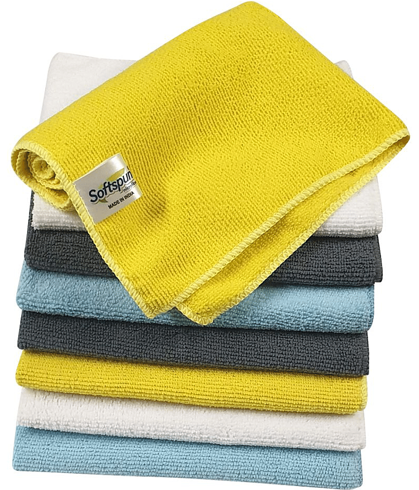 SOFTSPUN Microfiber Cleaning Cloths, 8 pcs 30x40cms 280GSM Multi-Color Highly Absorbent, Lint and Streak Free, Multi - Purpose Wash Cloth for Kitchen, Car, Window, Stainless Steel