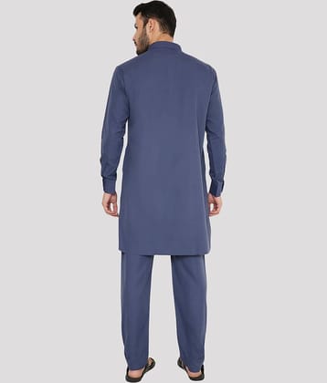 Maharaja - Blue Blended Fabric Regular Fit Men's Pathani Suit ( Pack of 1 )