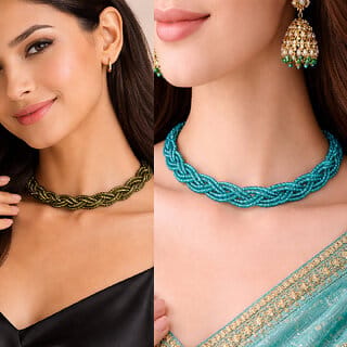 Hydro Crystal Beads Chain, Turquoise Blue and Olive Green , 2 Qty Combo Pack
