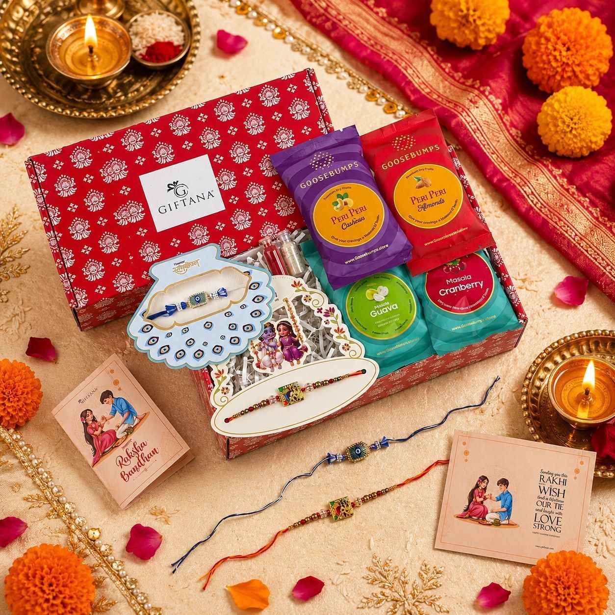 Premium Rakhi Gifts Hamper with Evil Eye & Radha Krishna Rakhi