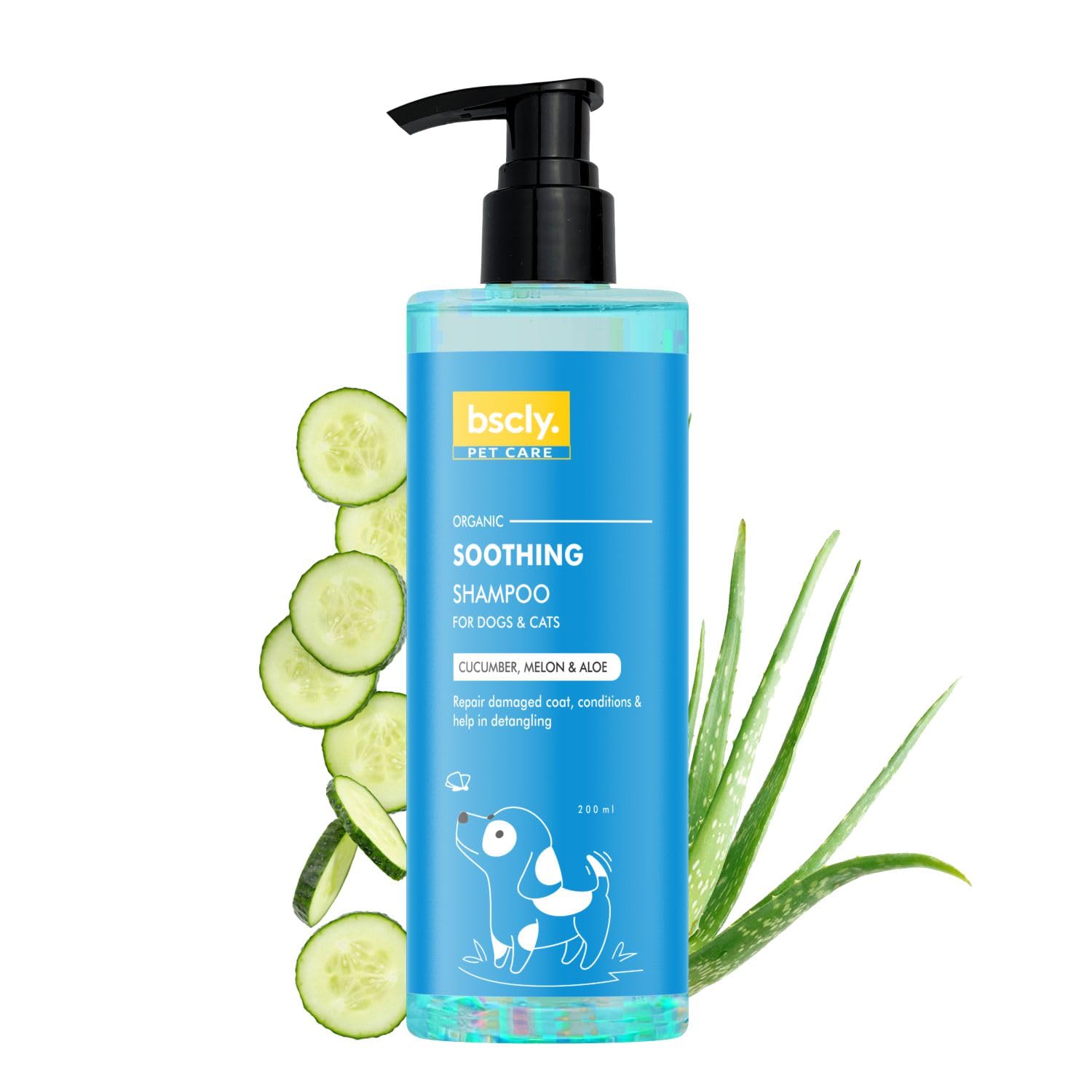 Bscly Soothing Dog Shampoo with Argan Oil & Olive Oil | Dog Shampoo for Pomeranian, Shih tzu Puppy, German Shepherd, Labrador & Golden Retriever, 200 ml
