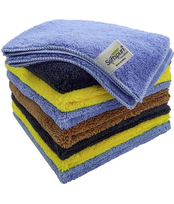 SOFTSPUN B Quality Microfiber Cloth - Going Cheap! 8 pcs - 40x40 cm - 380 GSM - multicolor - Thick Lint & Streak-Free Multipurpose Cloths - for Car Bike Cleaning Polishing Washing & Detailing.