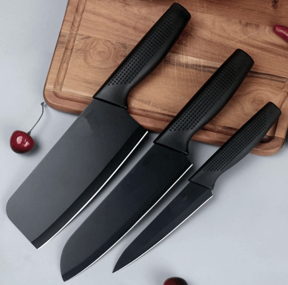 VillWin Multipurpose Black Kitchen Knife Set with Ergonomic Handle Ultra Sharp Stainless-Steel Blade for Effortless Cutting, Chopping & Slicing Ideal for Fruits, Vegetables
