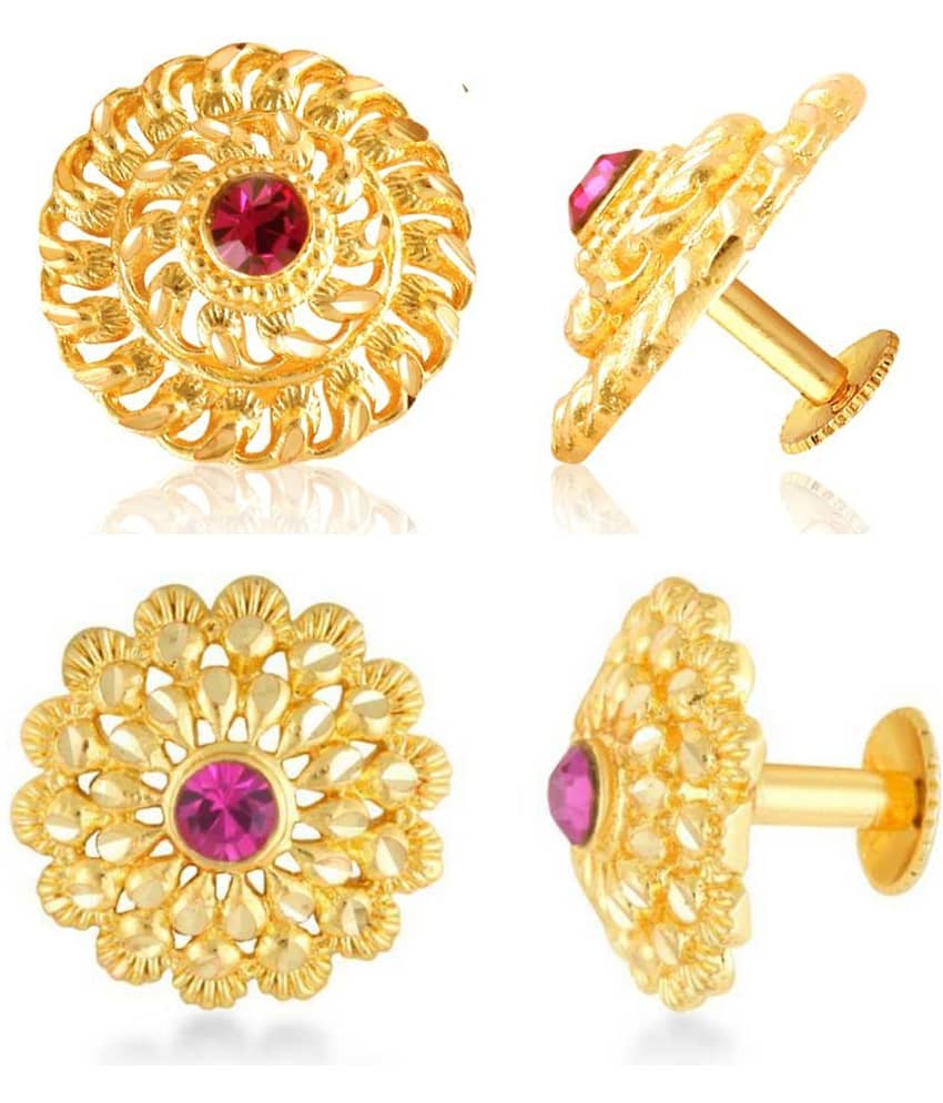 Vighnaharta Everyday wear Gold plated alloy Earring, Flower Earring, Round Earring, Fancy Earring, Stud Earring for Women and Girls ( Pack of -2 pair Earring) {VFJ1234-1400ERG}