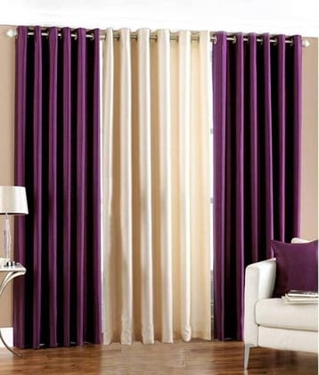 N2C Home Solid Semi-Transparent Eyelet Curtain 5 ft ( Pack of 3 ) - Purple