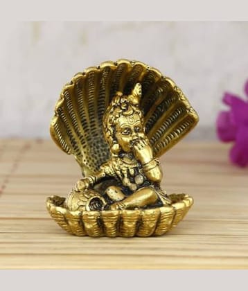 Art n Hub Golden Bal Gopal Krishna having Makhan Decorative Showpiece/God Idol - 9 cm (Metal)