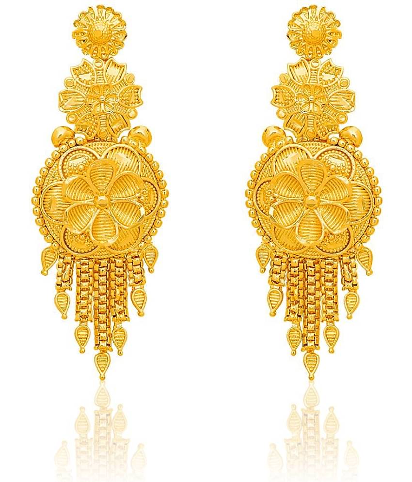 LUV FASHION Golden Chandelier Earrings ( Pack of 1 )