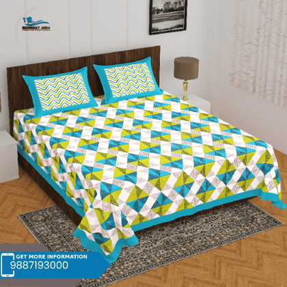 3001-Hometrade India-Standard King Size (90*108 Inches) Double Bedsheet With 2 Pillow Cover-RJ-14-Jaipur lining-3241