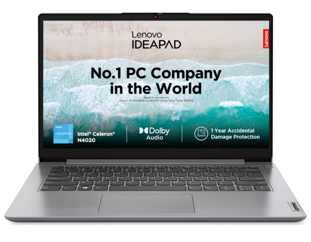 Lenovo IdeaPad 1 Intel Core Celeron N4020 14" HD Thin and Light Laptop (8GB/512GB SDD/Windows 11 Home/1Yr ADP Free/Cloud Grey/1.3Kg), 82V6009HIN