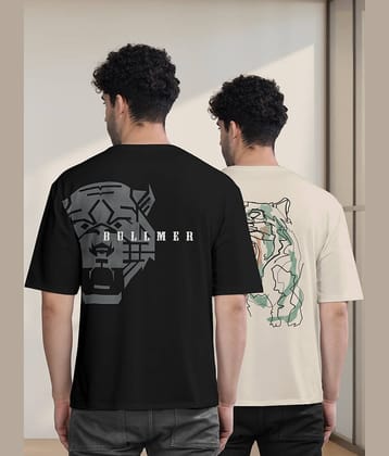 BULLMER Pack of 2 Cotton Blend Oversized Fit Men's T-Shirt ( Navy Blue )