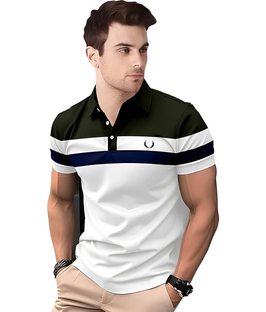 Garimaknitwear Pack of 1 Cotton Blend Regular Fit Colorblock Half Sleeves Men's Polo T Shirt ( Olive )