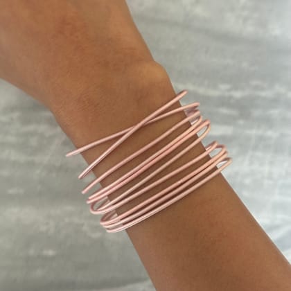 Guitar String Bracelet Stack-Candy Pink