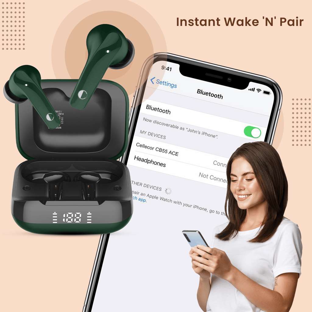 Cellecor BroPods CB55 ACE TWS With 70 Hours Playtime, ENC, 5.3v Bluetooth