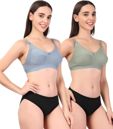 ADORNSTAR Women�s Cotton Bra and Panty Set � Soft, Skin-Friendly, Non-Padded, Wire-Free Lingerie Combo | Comfortable Innerwear (Pack of 2)