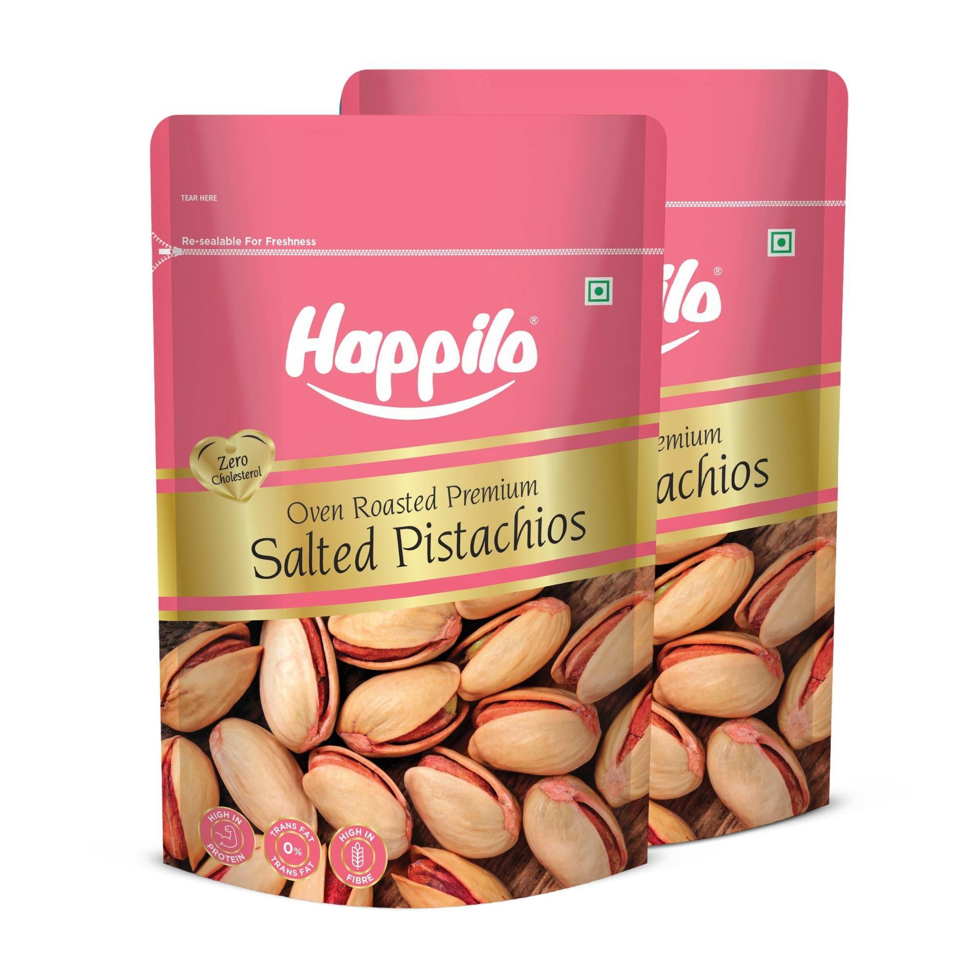 Happilo Premium Oven Roasted & Salted Pistachios 200g (Pack of 2)