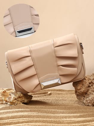 The Ruched Sling Bag - Beige-Sling Bag