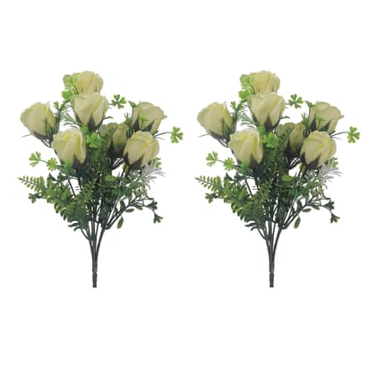 Foliyaj 2 Bunches of Artificial Yellow Roses|Bonsai Tree|Artificial Flower|with Pot|Home D�cor for Living Room Home Office Shop|House|Gift|Decoration