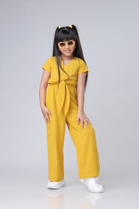 Mustard Waist Tie Up Jumpsuit For Girls-1 Year / Mustard Yellow / KJP001-PLMC004-1.7 mtr-NIL-NIL-EL005-25 INCH-THY02-NIL-NIL-BT014-1-NIL-NIL