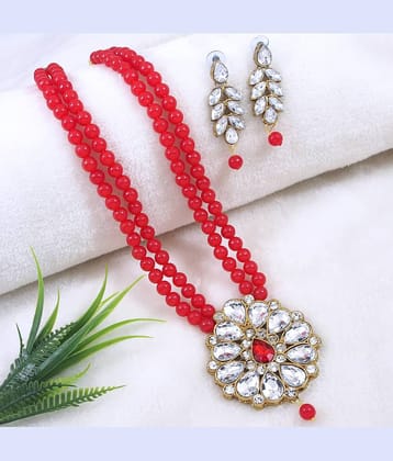 Padmavati Bangles Red Pendant set ( Pack of 1 )