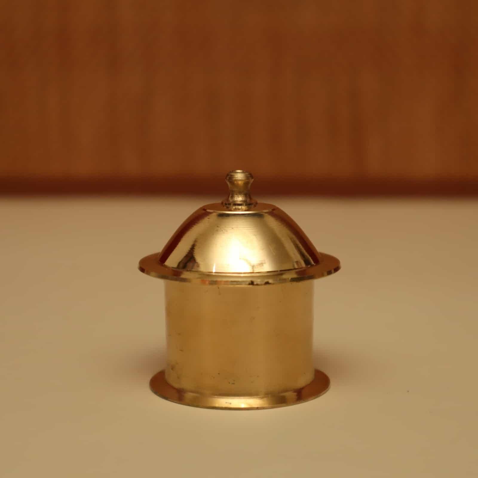 Brass Exquisite Sindoor Dani/Kumkum Box Plain - Elegant Accessory for Women