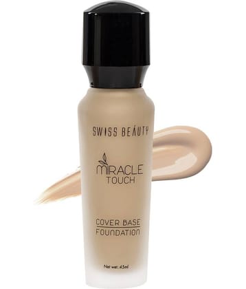 Swiss Beauty Miracle Touch Cover Base Liquid Foundation (Medium Beige), 45ml