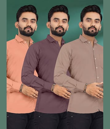 ALY JH0N Cotton Regular Fit Full Sleeves Men's Formal Shirt - Multicolor 10 ( Pack of 3 )