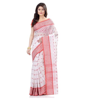 Desh Bidesh Red Bengal Handloom Saree -